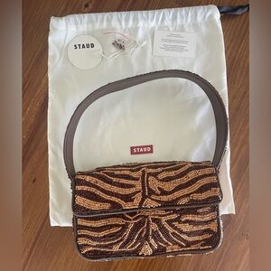 STAUD Tommy Beaded Brown Bag
